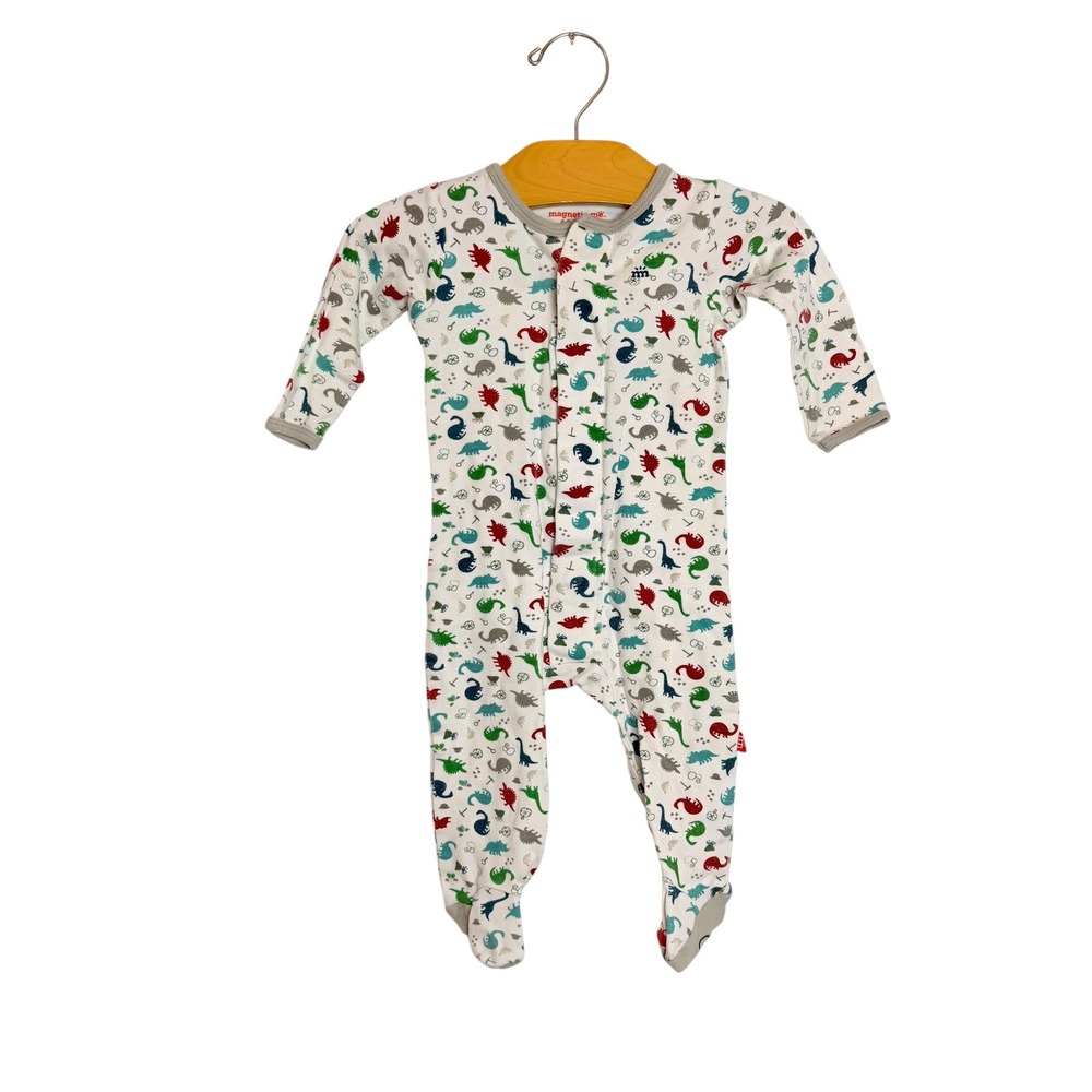Magnetic Me Organic Cotton Dinosaur Print Magnetic Footie Sleeper 6-9 Months